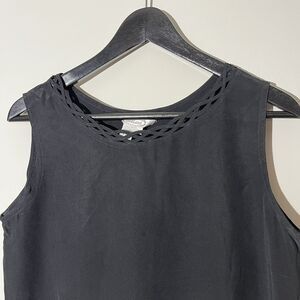 Vtg Silkland 100% silk Tank Top S Black Basic Career Capsule quiet luxury Office